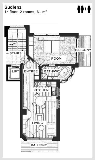 Floor plan apartment Südlenz Dolce Vita Saas-Fee